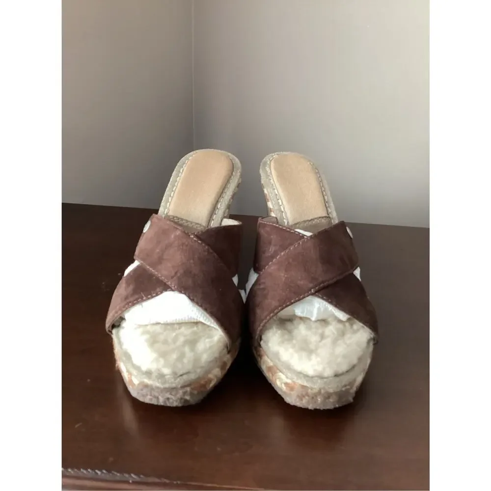 UGG Australia Margot 1689 slide wedge sandals heels leather shoes women's size 7